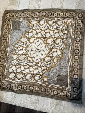 Vintage style Gold Chain Print Scarf - Neutral Tones